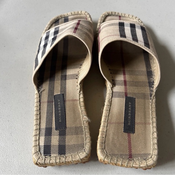 Vintage Y2K Burberry Women’s Nova Check Espadrille Sandals 38 - Picture 3 of 6